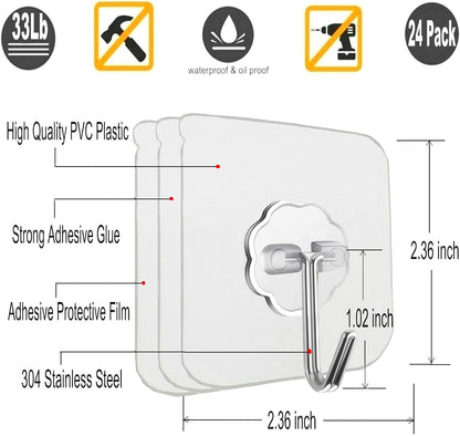 24_Pack_Self_Adhesive_Hooks_Heavy_Duty_-_33lb_Max,_Transparent,_Waterproof,_Sticky_Wall_Hooks_for_Keys,_Bathroom,_Shower,_Outdoor,_Kitchen,_Door,_Home_Improvement,_Utility_Hooks