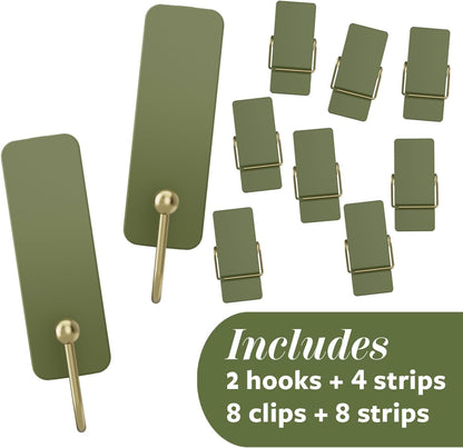Command_Mixed_Hooks_Pack,_10_Sage_Hooks,_12_Strips_(2_Medium_Hooks,_8_Spring_Clips),_Wall_Hooks_for_Hanging_Christmas_Decorations