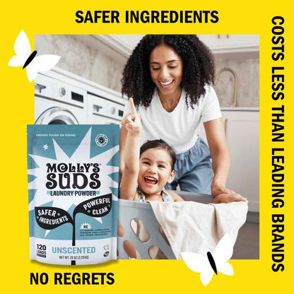 Molly's Suds Original Laundry Detergent Powder | Clean Laundry Detergent Powder for Sensitive Skin | Simple, Effective Ingredients, Stain Fighting