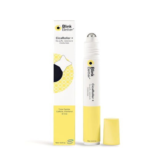 CicaRoller+_Depuffing_Eye_Roller_Serum_for_Eyelids_and_Under_Eyes_–_Cooling_Rollerball_with_2.5%_Caffeine,_Peptides,_Cica_&_Panthenol,_Hydrates,_Soothes_and_Smooths_Puffy_Eyes,_15_ml