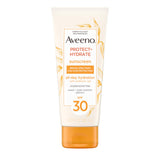 Aveeno Protect + Hydrate Sunscreen Moisturizing Lotion with Prebiotic Oat, Broad Spectrum, Paraben, & Oil Free, Weightless, Water & Sweat Resistant (80-min) for Sensitive Skin