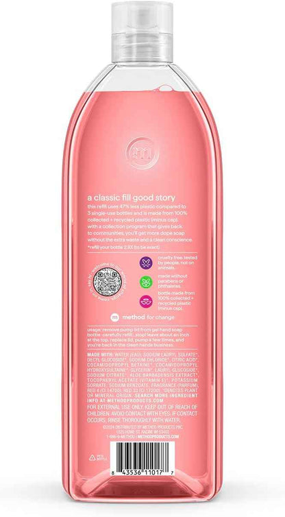 Method Gel Hand Soap, Refill, Pink Grapefruit, 34 Ounce