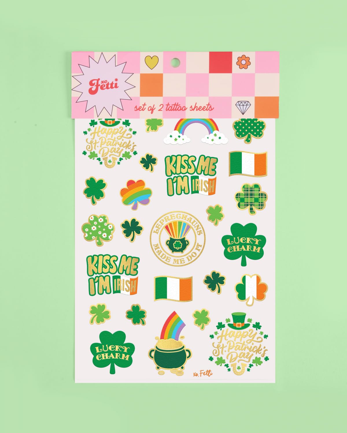 xo,_Fetti_St_Patricks_Day_Decorations_Tattoos_-_50_styles_|_Shamrock_Supplies,_Kiss_Me_I'm_Irish_Party,_Leprechauns