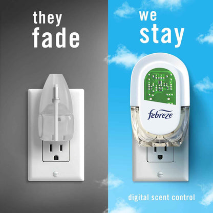 Febreze Plug In Air Freshener, Odor-Fighting Scented Oil Refill, Linen & Sky Scent, 4 Refills