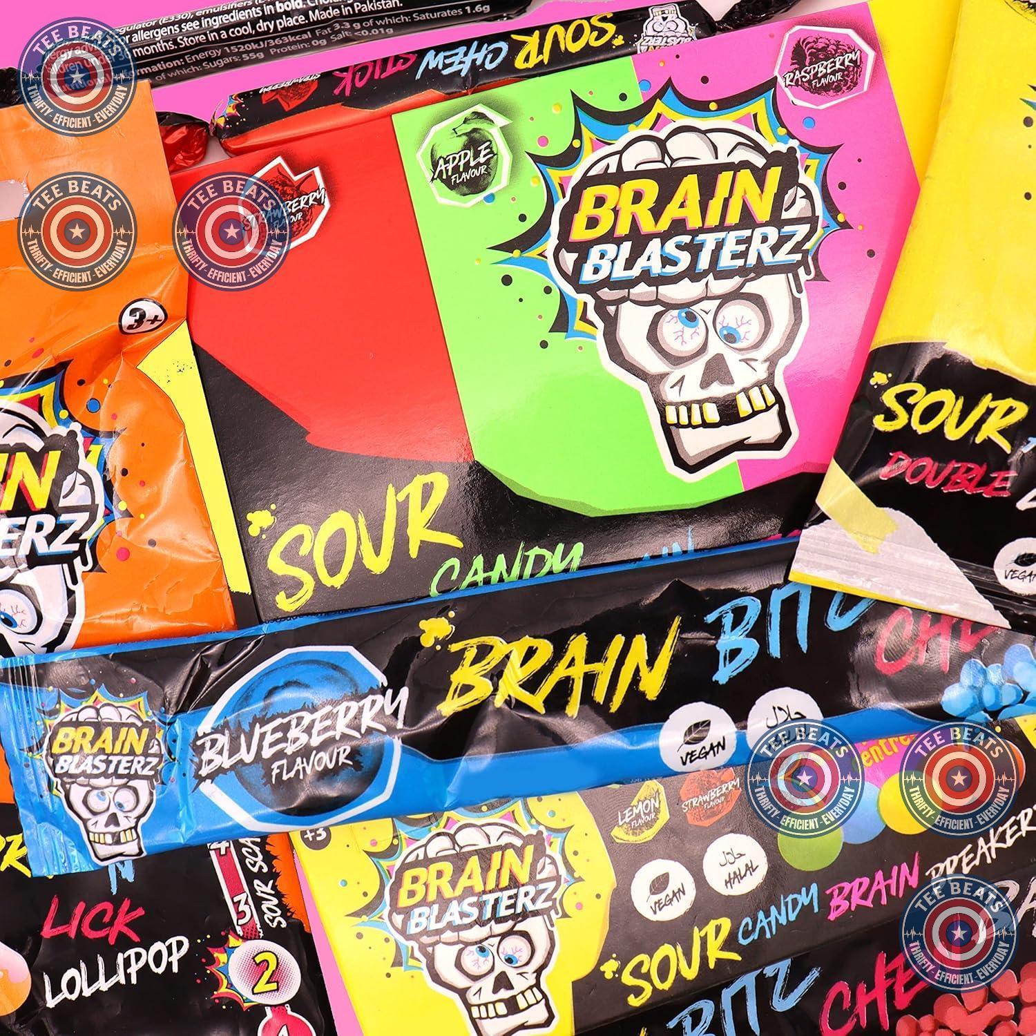 Brain_Blasterz_TREAT_Sour_Candy_Variety_Pack,_Vegan_Candy,_Chew_Bar,_Halal_Gift_Box_w/_15_pcs_(13oz),_Unique_Lollipop,_Powder,_Taffy,_Halloween