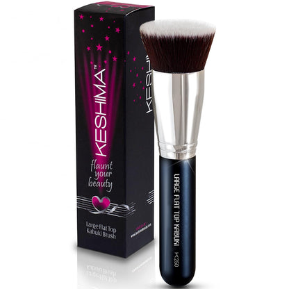 Large Flat Top Kabuki Foundation Brush by Keshima - Premium Makeup Brush for Liquid, Cream, and Powder - Buffing, Blending, and Face - 1.6&amp;#34; Top Diameter