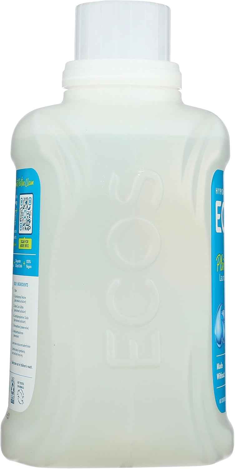 ECOS Laundry Detergent Liquid, 100 Loads - Dermatologist Tested Laundry Soap - Hypoallergenic, EPA Safer Choice Certified, Plant-Powered - Free & Clear, 100 Fl Oz