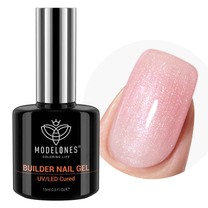 modelones Builder Nail Gel, 7-in-One Clear Builder for Nails, LED Lamp Cured Color Rubber Base Gel Polish Coat Strengthener Thickening Extension Rhinestone Glue in a Bottle for DIY Home Salon Gifts