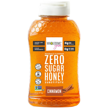 Wholesome Yum Cinnamon Zero Sugar Honey Substitute (Keto) - Natural Sugar Free Honey Alternative With Monk Fruit &amp;amp; Allulose - 0 Net Carbs, Non-GMO, Gluten Free, No Aftertaste (11 oz)