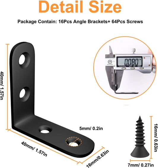 Blingstar_L_Bracket_Stainless_Steel_Corner_Brace_16_Pcs_1.57x1.57_Inch_Joint_Right_Angle_Bracket_90_Degree_Corner_Fastener_for_Wood_Furniture_Bedframe_Cabinet_Drawer_Chair,_with_64_Pcs_Screws,_Black