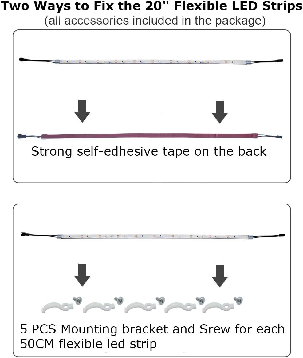 Litever_Under_Cabinet_Light,_6_PCS_20_Inches_Flexible_LED_Strips_with_Power_Adapter,_24W,1800_Lumen,_Daylight/Warm_White._Suitable_for_Kitchen_Cabinets,_Counters,_Under_Shelf,_Closets_(6-Strip)