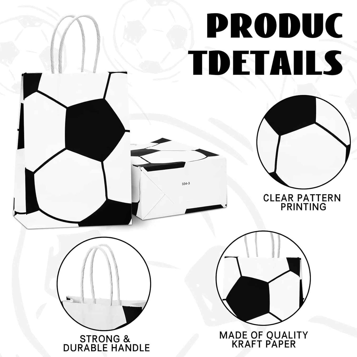 Leezmark 12 Pcs Soccer Party Favor Bags, Soccer Themed Party Gift Bags with Handles, Paper Gift Bags Soccer Goodie Bags Treat Candy Bags for Kids Adults Soccer Party Supplies