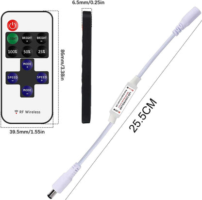 2_Pack_LED_Light_Strip_Remote_Control_Mini_RF_Wireless_LED_Controller_Single_Color_3528_5050_LED_Strip_Lights_Dimmer_Switch_Control_Brightness_Flashing_Mode_DC_12V_24V_LED_Bar_Ribbon_Shelf_Lights