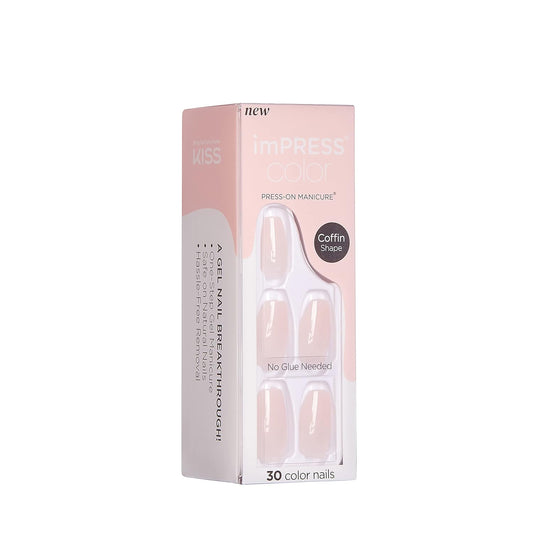 KISS_imPRESS_No_Glue_Mani_Press_On_Nails,_'Serendipity',_Pink,_Medium_Size,_Coffin_Shape,_Includes_30_Nails,_Prep_Pad,_Instructions_Sheet,_1_Manicure_Stick,_1_Mini_File
