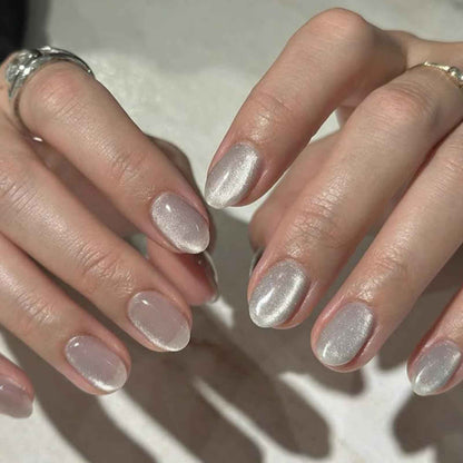 modelones French Tip Press On Nails, Short Oval Fake Nails Press Ons with Nail Glue, Adhesive Tabs, Nail File, Prep Pad, Manicure Stick, 32Pcs 16 Sizes, Nude, Spring Women Girl Gift