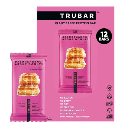 TRUBAR Vegan Protein Bar, Assorted Flavors, Gluten Free, Vegan Protein Snacks, 12G Plant-Based Protein, High Fiber, Healthy Protein Bars