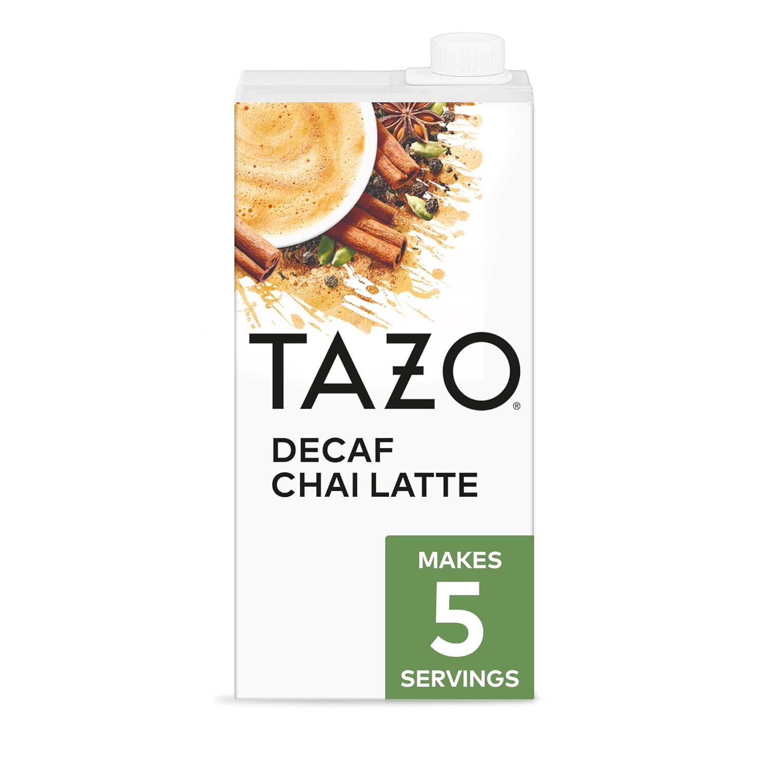 TAZO_Decaf_Chai_Latte,_Black_Tea_Concentrate,_Easy-to-Serve_Chai_Tea_for_Everyday_Lattes,_Hot_or_Iced_Tea_and_Mocktails,_32_oz_Tea_Mix_Carton