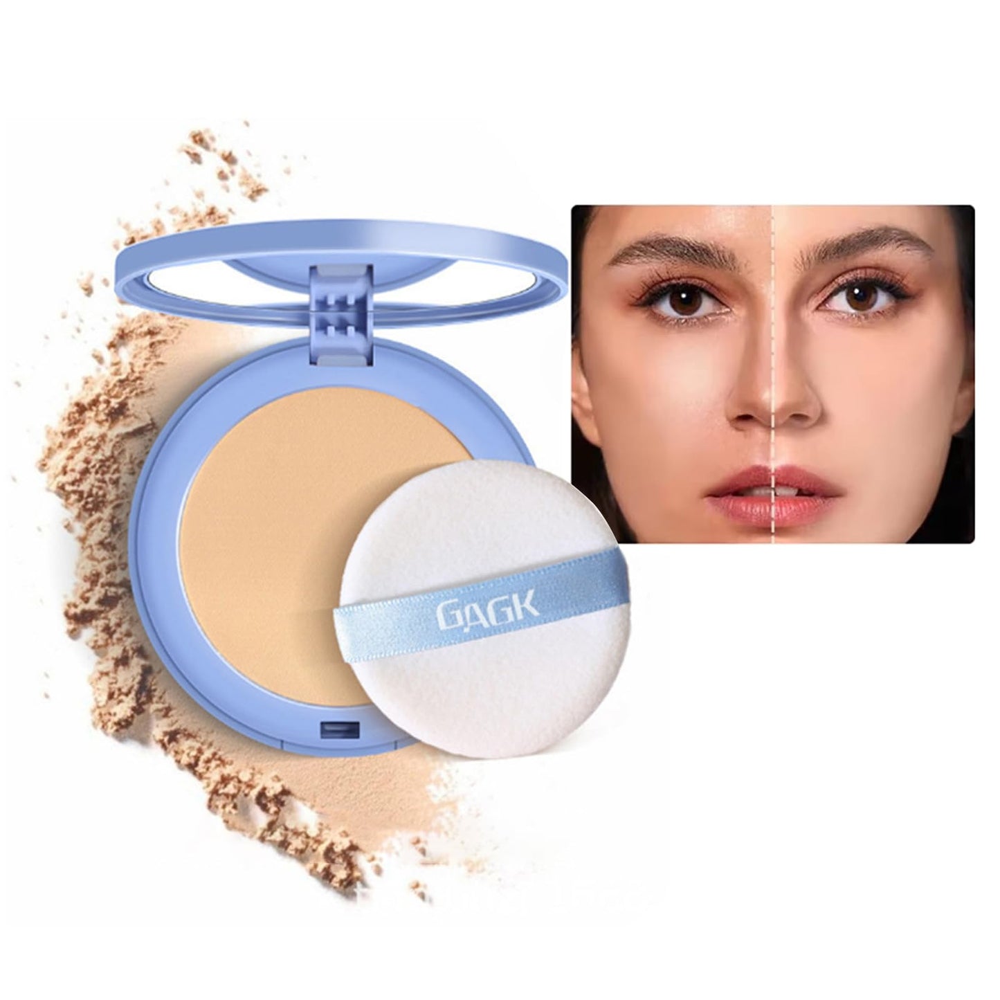 Zjydx Gagk Matte Perfection Pressed Powder, Waterproof Face Powder, Summer Oil Control Setting Powder, Lightweight Facial Makeup for Soft Focus Finish(#02 NATURAL BEIGE)