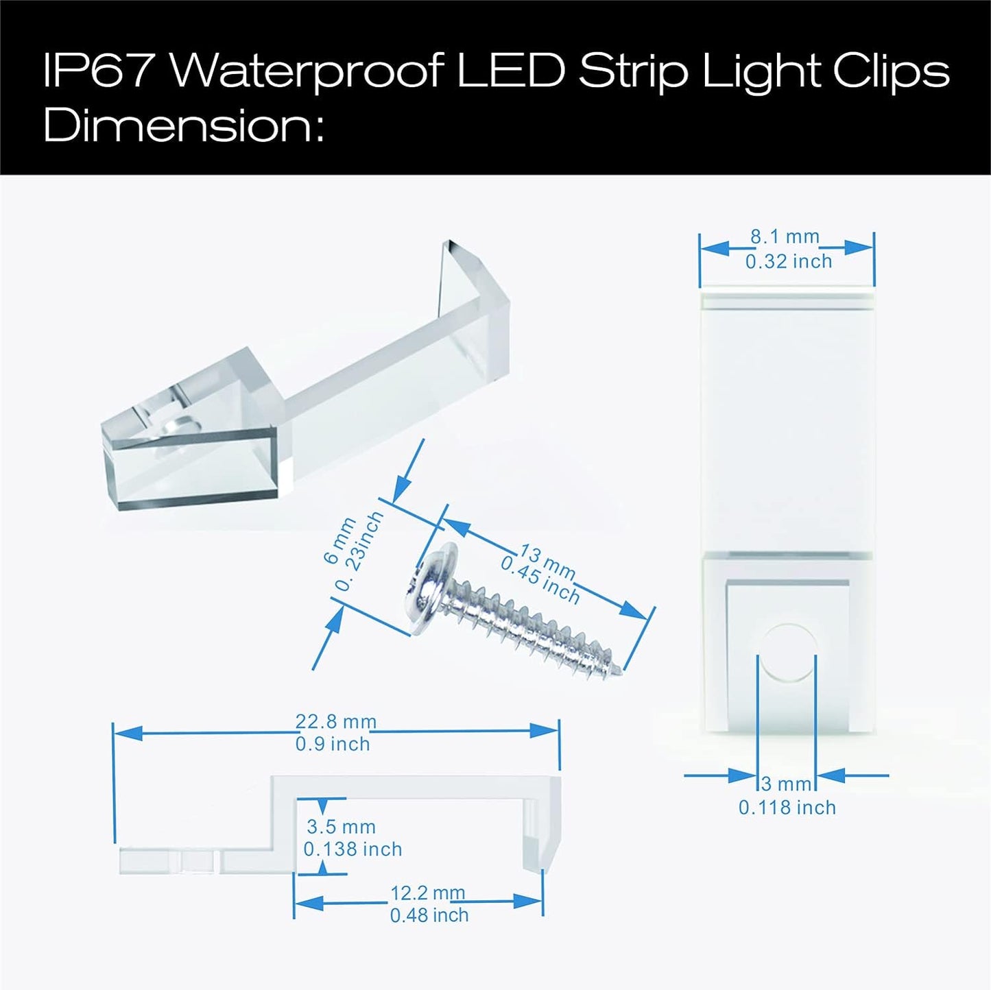 ATB-_100PACK_Outdoor_LED_Strip_Light_Mounting_Bracket_Fixing_Clips,One_Side_Clips_with_102_Pieces_Screws,Ideal_for_10_mm_and_12mm_Width_Silicone_Tube_IP67_Waterproof_Strip,_Clear