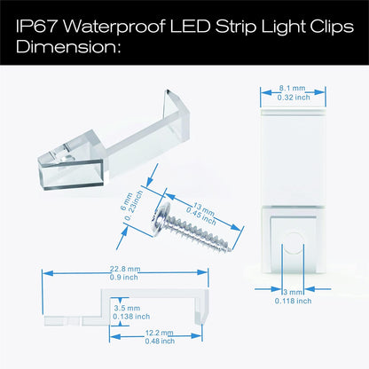 ATB-_100PACK_Outdoor_LED_Strip_Light_Mounting_Bracket_Fixing_Clips,One_Side_Clips_with_102_Pieces_Screws,Ideal_for_10_mm_and_12mm_Width_Silicone_Tube_IP67_Waterproof_Strip,_Clear