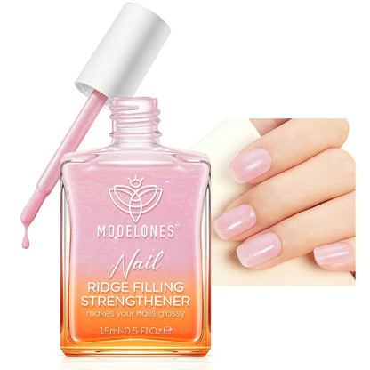 modelones Nail Strengthener and Growth Nail Hardener Extra Strong and Growth Nude Nail Polish Nail Repair for Damaged Nails Strengthening Polish Ridge Filler for Nails 15ml