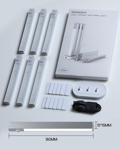 3_Pack_/6_Pack_Led_Under_Cabinet_Lights_Wireless_with_Charging_Station,_7’’_Rechargeable_Motion_Sensor_Light_Indoor,_Dimmable_Closet_Lights_for_Cabinets,_Bookshelf,_Stair,_Hallway_Cold_White/_Warm_White