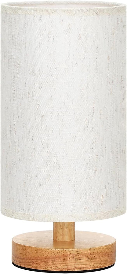 Fenmzee_Small_Table_Lamp_for_Bedroom_-_Inline_Control,_Bedside_Lamp_with_3000K_A15_LED_Blub,_Easy_Assembly_(Cream_Shade_-_Wood_Base,_9"_Inline_Control)