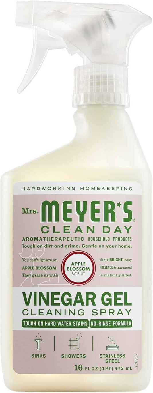 MRS. MEYER'S CLEAN DAY Vinegar Gel Cleaning Spray, Bathroom Use, No-Rinse Formula, Apple Blossom, 16 Fl Oz