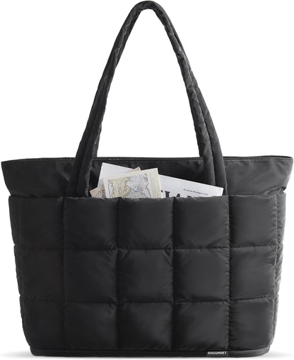 BAGSMART_Expandable_Tote_Bag_for_Women,_Puffer_Work_Tote_Handbag,_Quilted_Carry_On_Bag_for_Travel_Gym