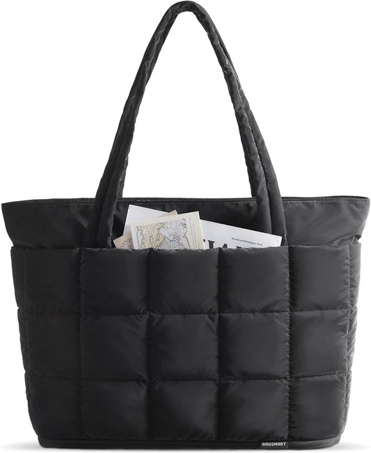 BAGSMART_Expandable_Tote_Bag_for_Women,_Puffer_Work_Tote_Handbag,_Quilted_Carry_On_Bag_for_Travel_Gym