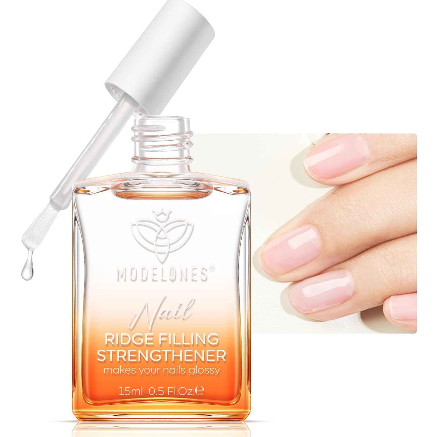 modelones Nail Strengthener and Growth Nail Hardener Extra Strong and Growth Nude Nail Polish Nail Repair for Damaged Nails Strengthening Polish Ridge Filler for Nails 15ml