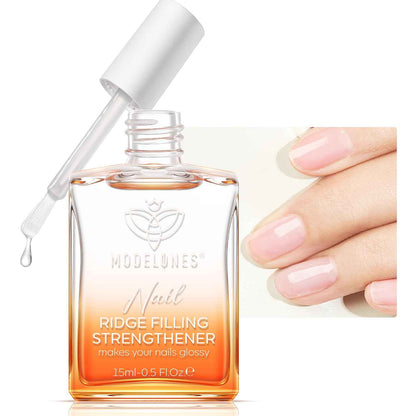 modelones Nail Strengthener and Growth Nail Hardener Extra Strong and Growth Nude Nail Polish Nail Repair for Damaged Nails Strengthening Polish Ridge Filler for Nails 15ml