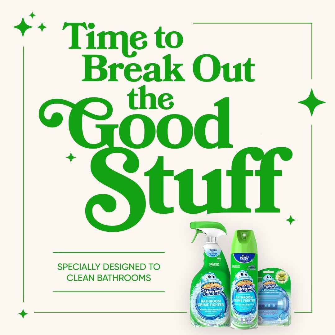 Scrubbing Bubbles Bathroom and Shower Cleaner Disinfectant Aerosol, Foaming Action Bathroom Grime Fighter