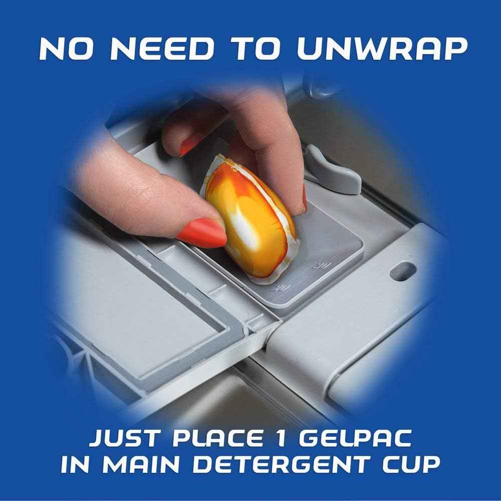 Finish Gelpacs Dishwasher Detergent Pods, Quick Dissolving Cleaning Power, Fights Grease & Dried-On Food, Easy-to-Use Pre-Measured Dishwasher Soap, Orange Scent