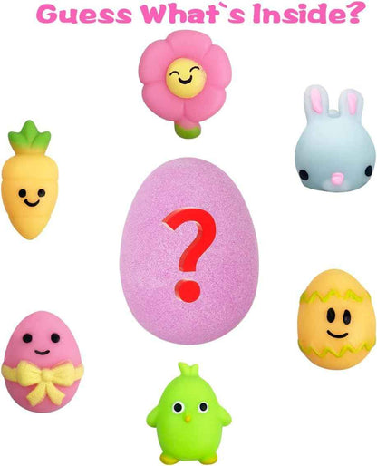Jofan 6 Pack Easter Bubble Bath Bombs with Easter Squishy Toys Inside for Kids Girls Boys Easter Basket Stuffers Gifts