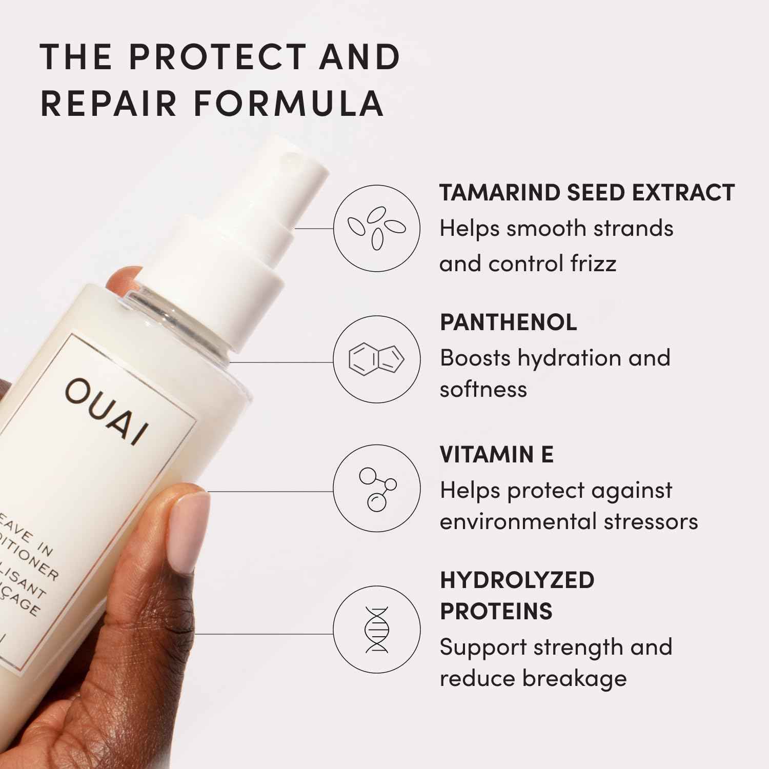 OUAI Leave In Conditioner & Heat Protectant for Hair - Prep Hair for Styling or Use as Detangling Spray to Fight Frizz & Flyaways - No Parabens, Sulfates or Phthalates