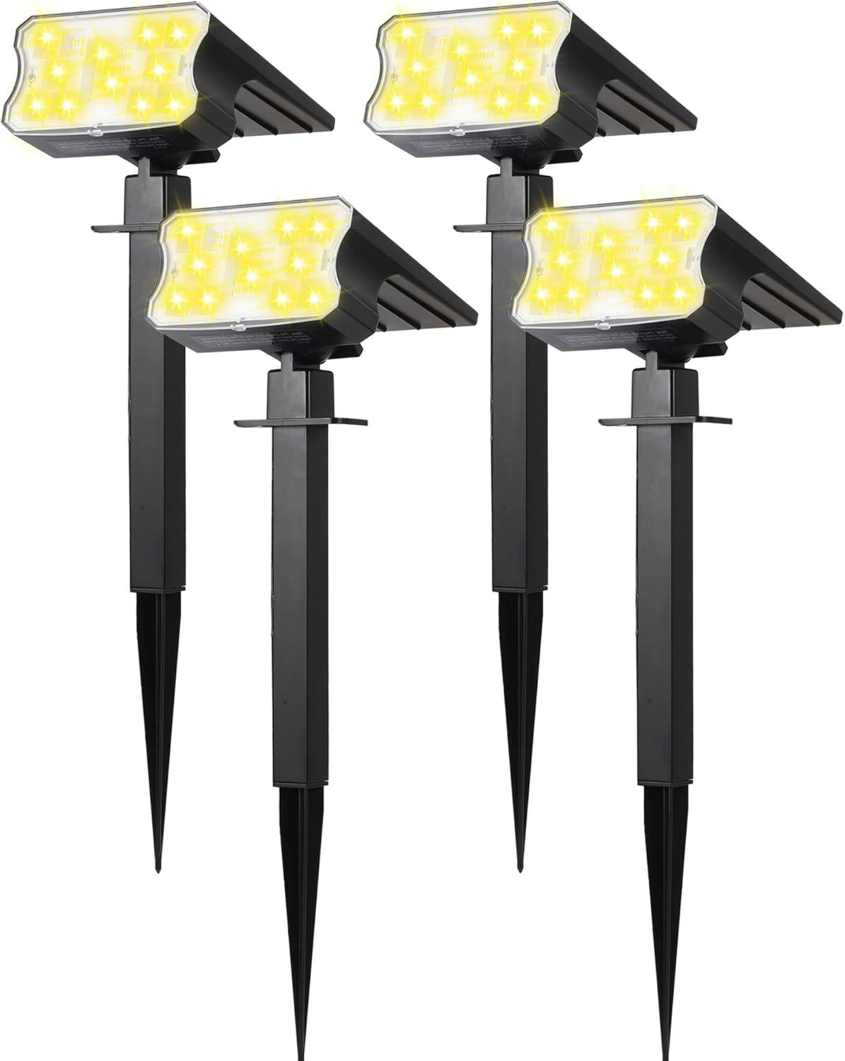 HGGH_Solar_Lights_Outdoor_Waterproof_IP67,_60_LED_3_Lighting_Modes_Solar_Spot_Lights_Outdoor_for_Yard_Garden_Pathway_Landscape,_Auto_On/Off,_Function_2_in_1(Warm_White,_4_Pack)