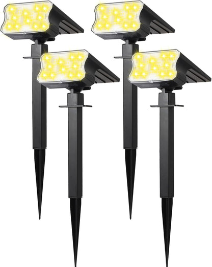 HGGH_Solar_Lights_Outdoor_Waterproof_IP67,_60_LED_3_Lighting_Modes_Solar_Spot_Lights_Outdoor_for_Yard_Garden_Pathway_Landscape,_Auto_On/Off,_Function_2_in_1(Warm_White,_4_Pack)