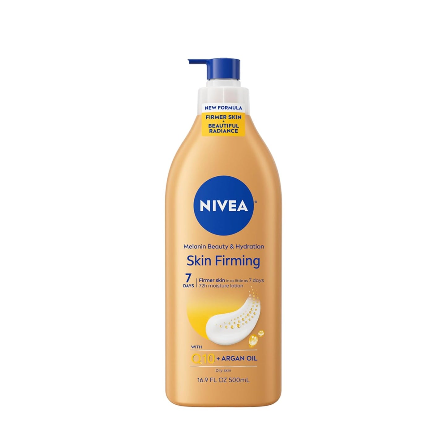 NIVEA_Skin_Firming_Melanin_Beauty_&_Hydration_Body_Lotion_with_Q10_and_Argan_Oil,_Firmer_Skin_in_as_Little_As_Seven_Days,_16.9_Fl_Oz_Pump_Bottle