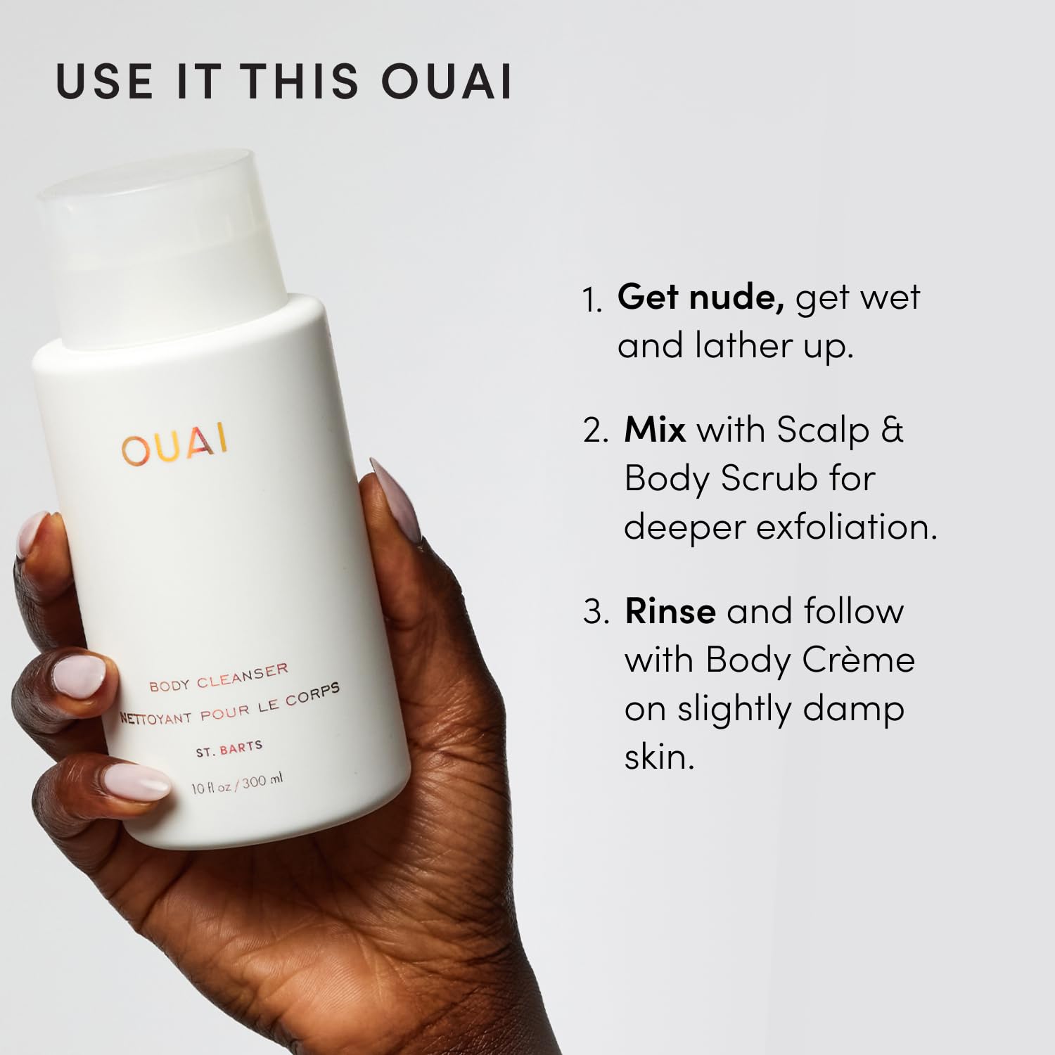 OUAI_Body_Cleanser,_St._Barts_-_Foaming_Body_Wash_with_Jojoba_Oil_and_Rosehip_Oil_to_Hydrate,_Nurture,_Balance_and_Soften_Skin_-_Paraben,_Phthalate_and_Sulfate_Free_Skin_Care_Products_(10_Fl_Oz)