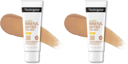 Neutrogena Purescreen+ Tinted Sunscreen for Face with SPF 30, Broad Spectrum Mineral Sunscreen with Zinc Oxide and Vitamin E, Water Resistant, Fragrance Free, Medium, 1.1 fl oz