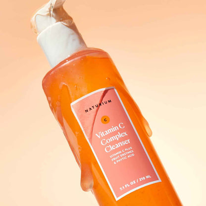 Naturium Vitamin C Complex Cleanser, Gently Exfoliating & Deeply Cleansing Foaming Face Wash Gel with Phytic Acid & Fruit Enzymes, 7.1 oz