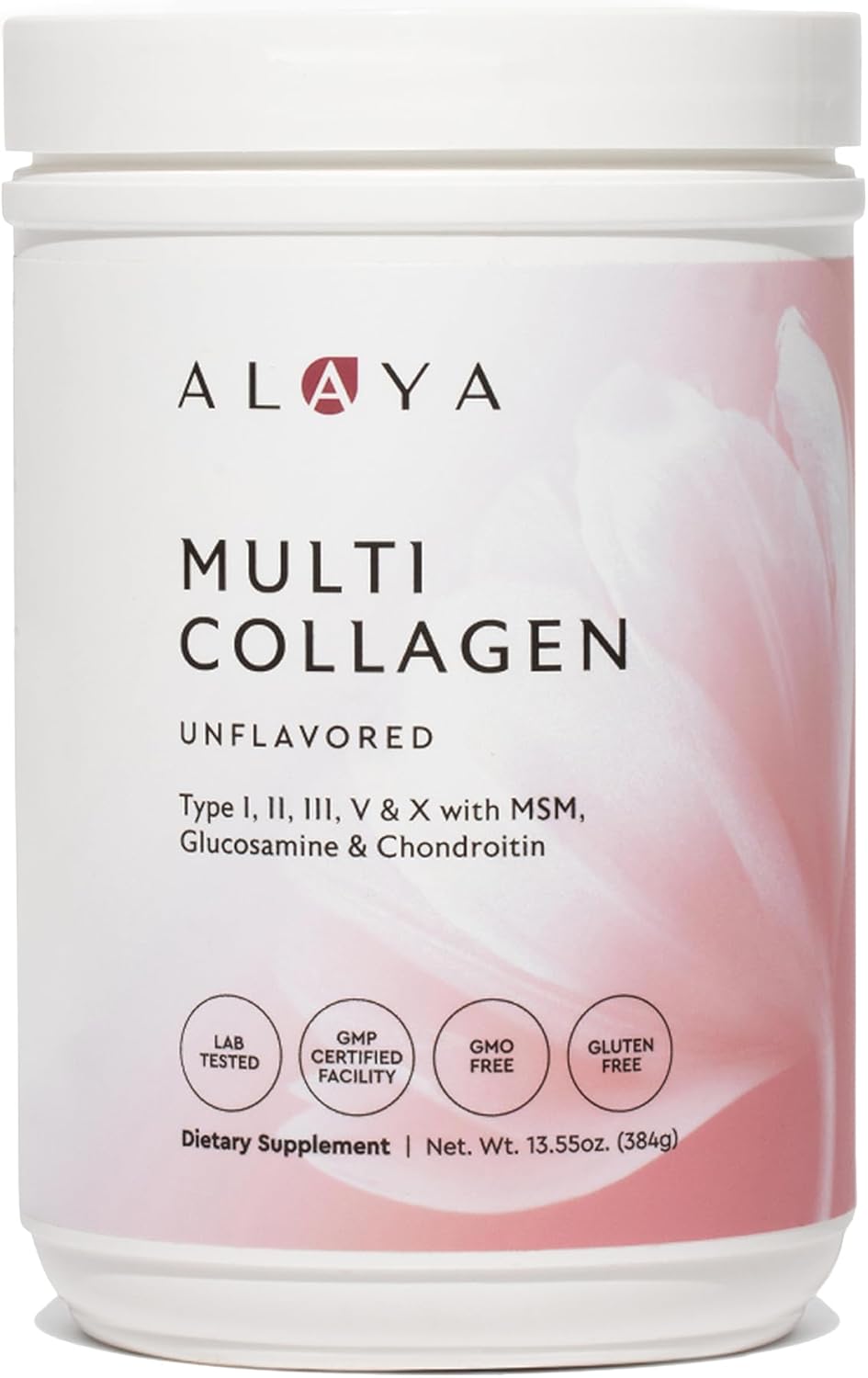 Alaya_Multi_Collagen_Powder_-_Type_I,_II,_III,_V,_X_Hydrolyzed_Collagen_Peptides_Protein_Powder_Supplement_with_MSM_+_GC_(Unflavored)_(40_Servings)