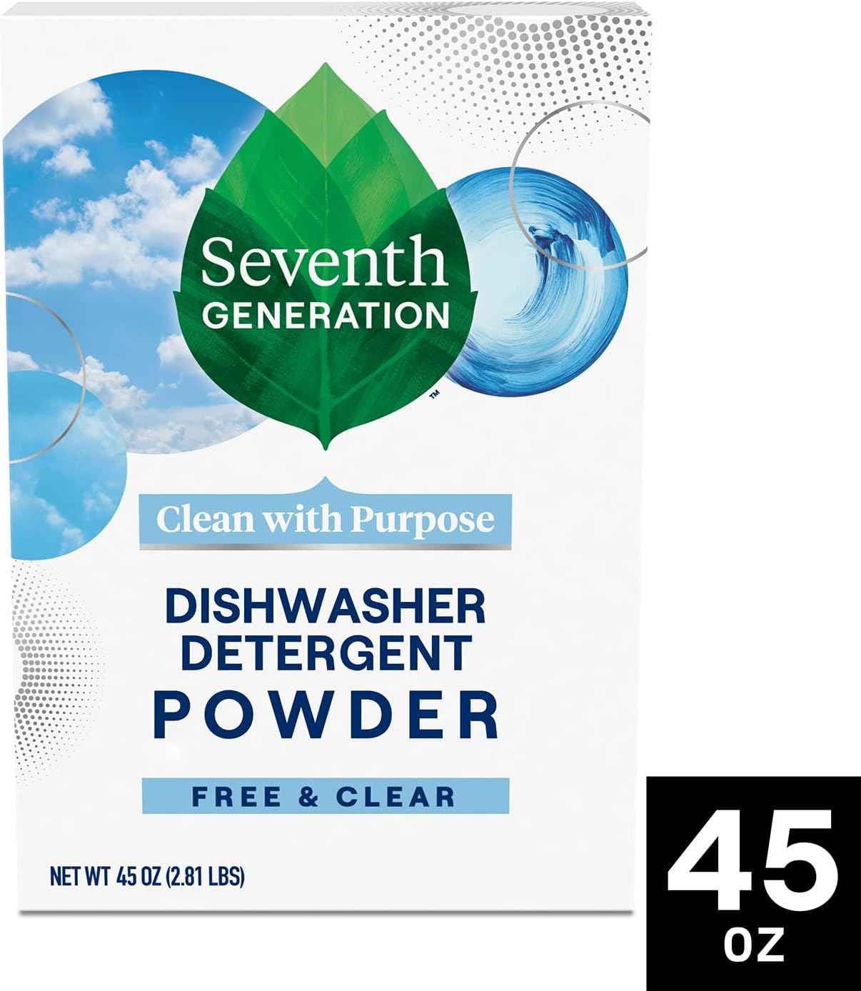 Seventh Generation Dishwasher Detergent Powder + Rinse Aid, Free & Clear, Biodegradable, Plant-Based & Fragrance-Free, Septic Safe