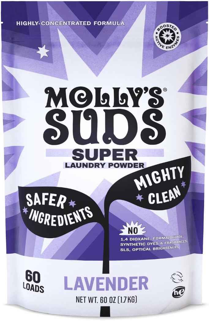 Molly's Suds Super Powder Detergent | Extra Strength Laundry Soap, Stain Fighting | Sensitive Skin | Simple, Effective Ingredients