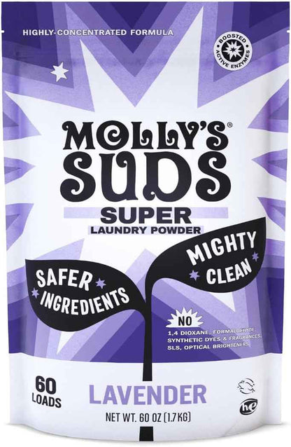 Molly's Suds Super Powder Detergent | Extra Strength Laundry Soap, Stain Fighting | Sensitive Skin | Simple, Effective Ingredients