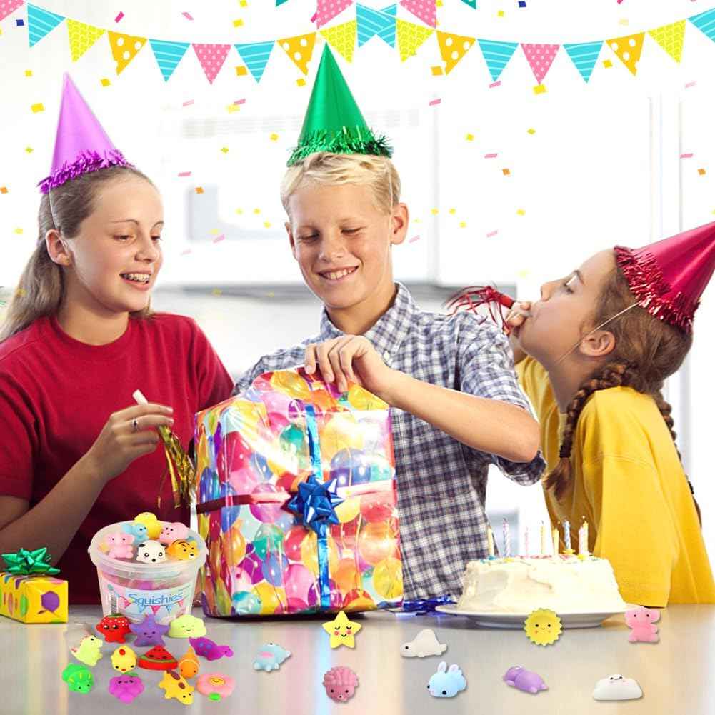 KINGYAO Squishies Squishy Toy Party Favors for Kids Mochi Squishy Toy moji Kids Mini Kawaii squishies Mochi Stress Reliever Anxiety Toys Easter Basket Stuffers fillers with Storage Box