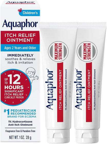 Aquaphor_Children's_Itch_Relief_Ointment,_1%_Hydrocortisone_Anti_Itch_Ointment_for_Skin_Irritation,_Insect_Bites,_Psoriasis,_Skin_Rashes_Eczema_&_Poison_Ivy,_Fragrance_Free,_1_Oz_Tube,_Pack_of_2