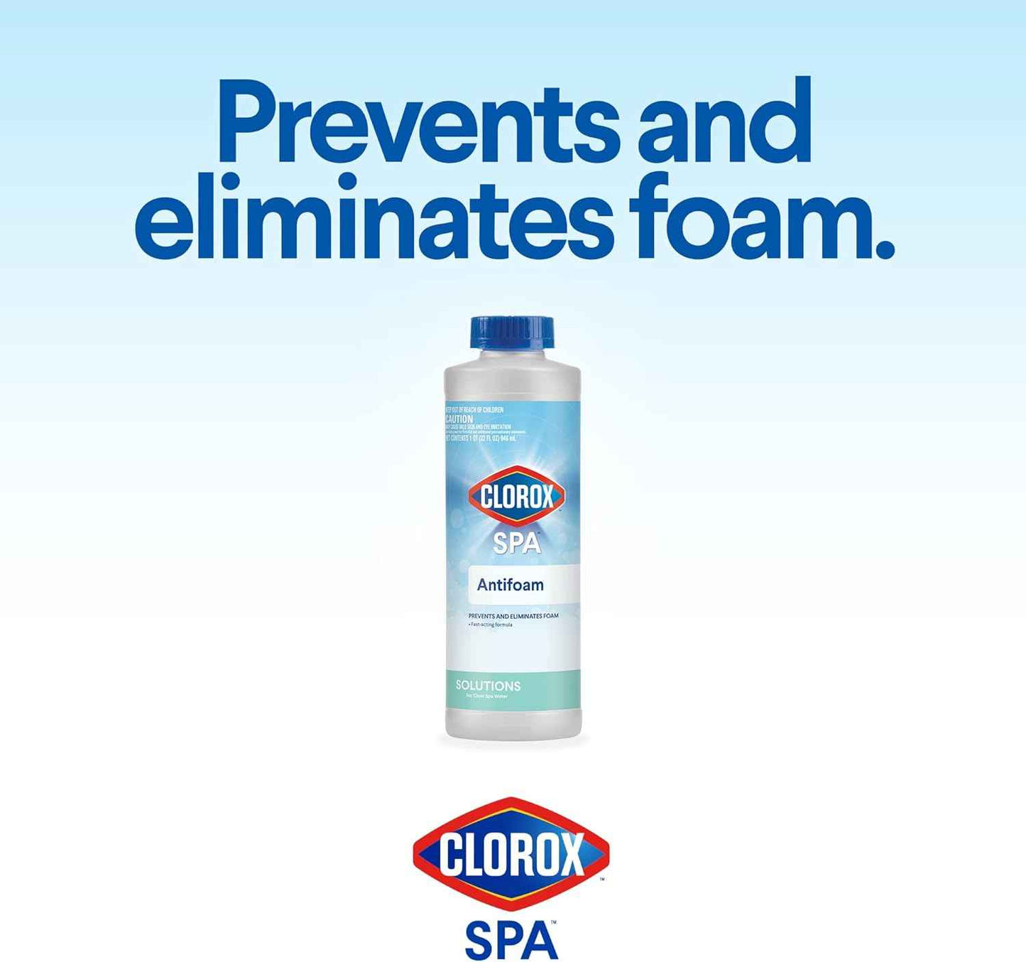 Clorox® Pool&Spa™ Spa Water Antifoam, Eliminates & Prevents Foam in Spa Water, Reduces Irritation, 1 Quart (Pack of 1)