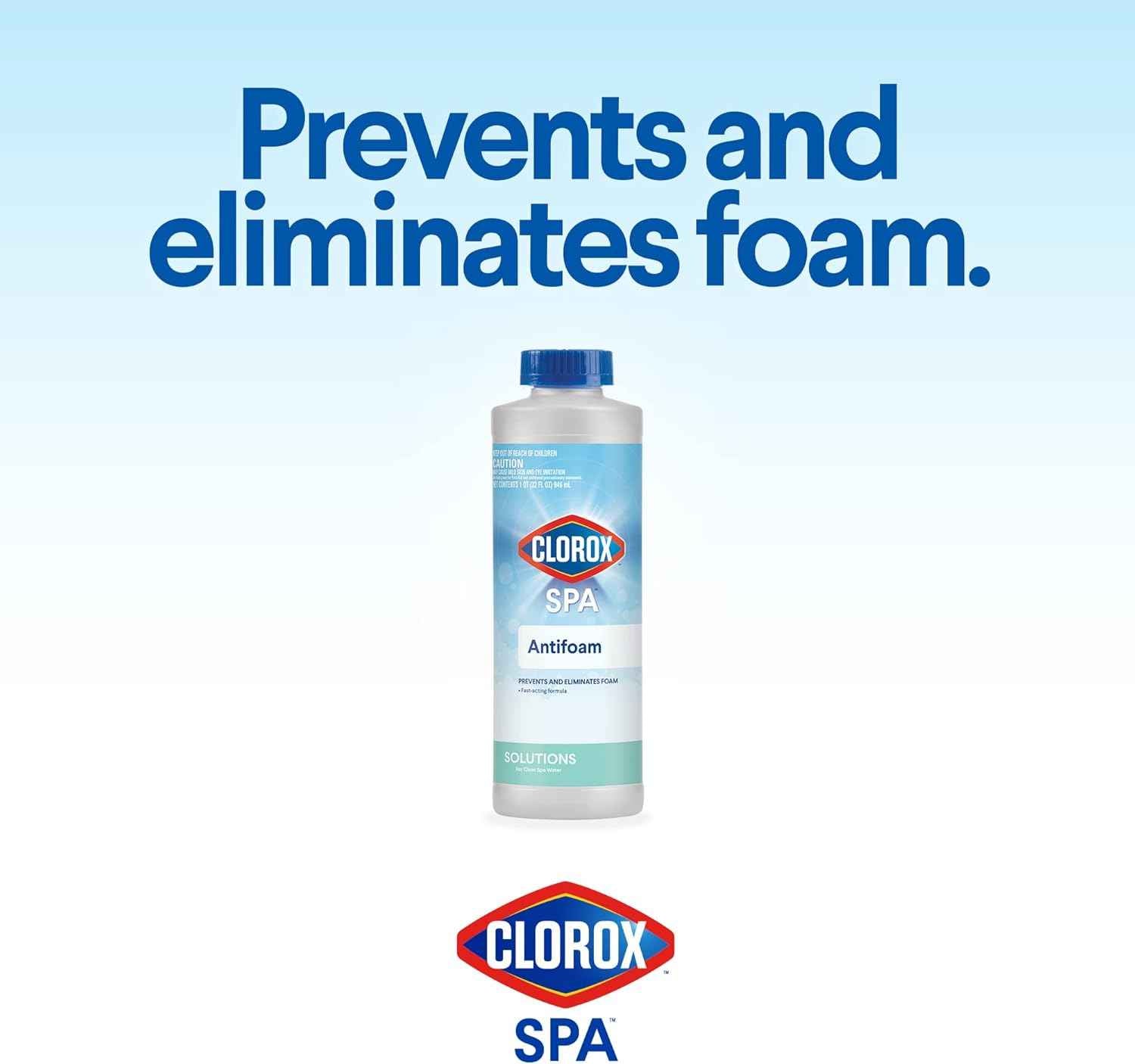 Clorox® Pool&Spa™ Spa Water Antifoam, Eliminates & Prevents Foam in Spa Water, Reduces Irritation, 1 Quart (Pack of 1)